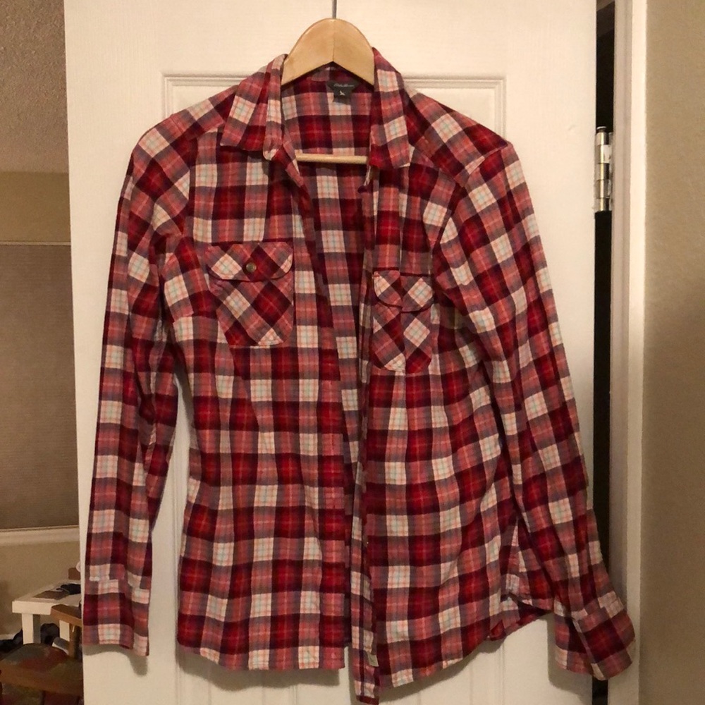 Eddie Bauer red flannel size medium only worn once